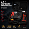 4-in-1 4000A car jump starter and 150 PSI air compressor kit