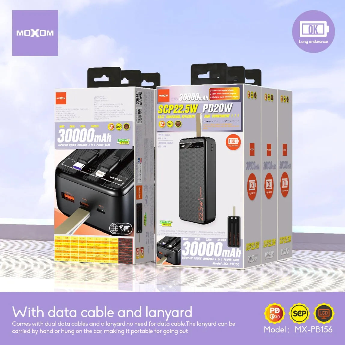 MOXOM 30000mAh 22.5W Fast-Charging Power Bank – image 2