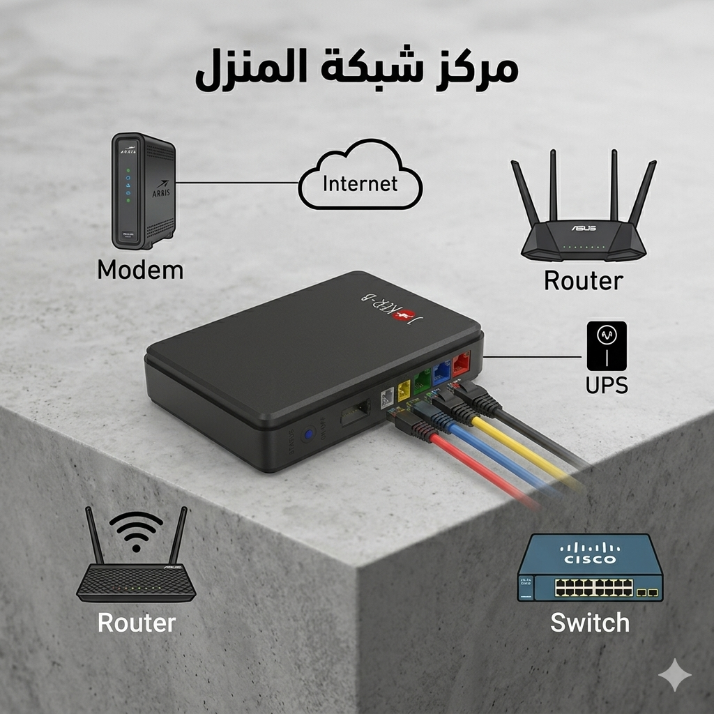 Joker-B 10800mAh mini UPS connected to router, modem and network equipment